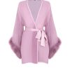 Women Gilda & Pearl Robes | Diana Silk And Marabou Feather Robe In Boudoir Rose