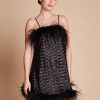 Women Gilda & Pearl Mini Dresses | Seraphina Sequin And Feather Babydoll Black