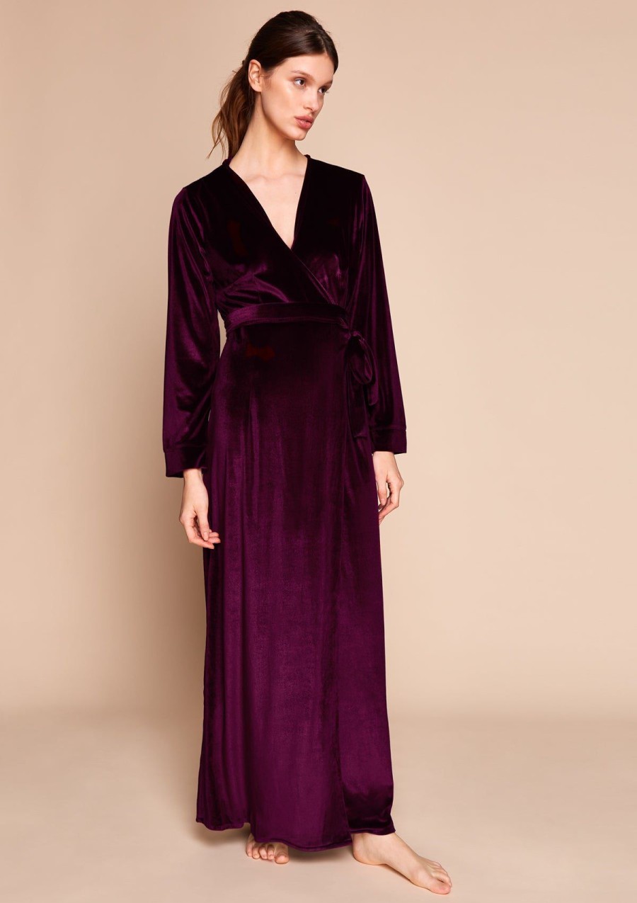 Women Gilda & Pearl Midi Dresses | Saratoga Velvet Robe Damson