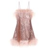 Women Gilda & Pearl Mini Dresses | Seraphina Sequin And Feather Babydoll Rose Champagne