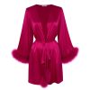 Women Gilda & Pearl Mini Dresses | Kitty Silk And Feather Robe In Hollywood Rose