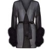 Women Gilda & Pearl Robes | Diana Silk And Marabou Feather Robe In Black