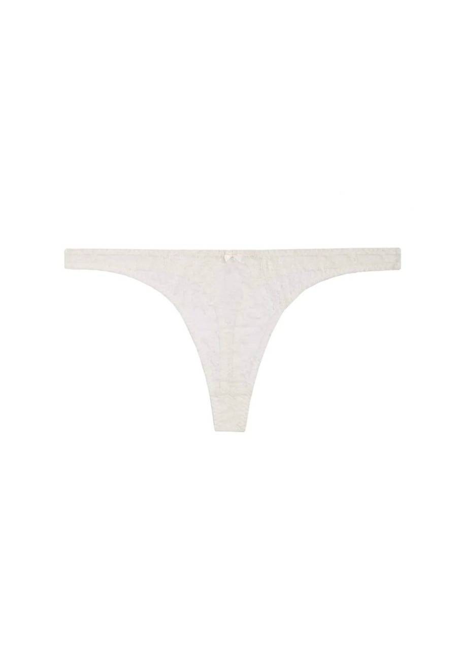 Women Gilda & Pearl Thongs | Rita Sheer Leavers Lace Thong Ivory