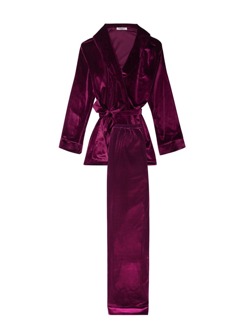 Women Gilda & Pearl Co-Ords | Saratoga Velvet Pyjama Damson