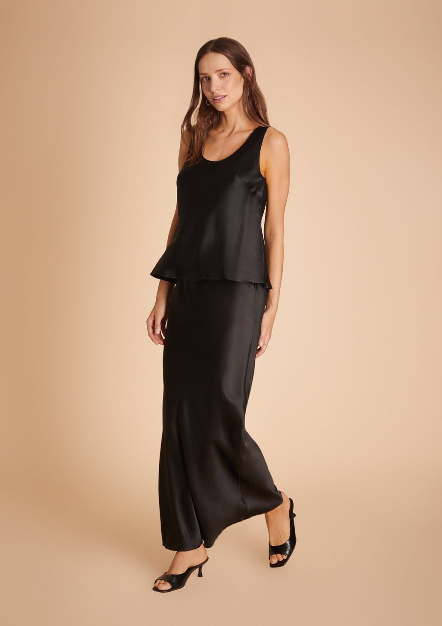 Women Gilda & Pearl Co-Ords | Aria Silk Maxi Skirt Black