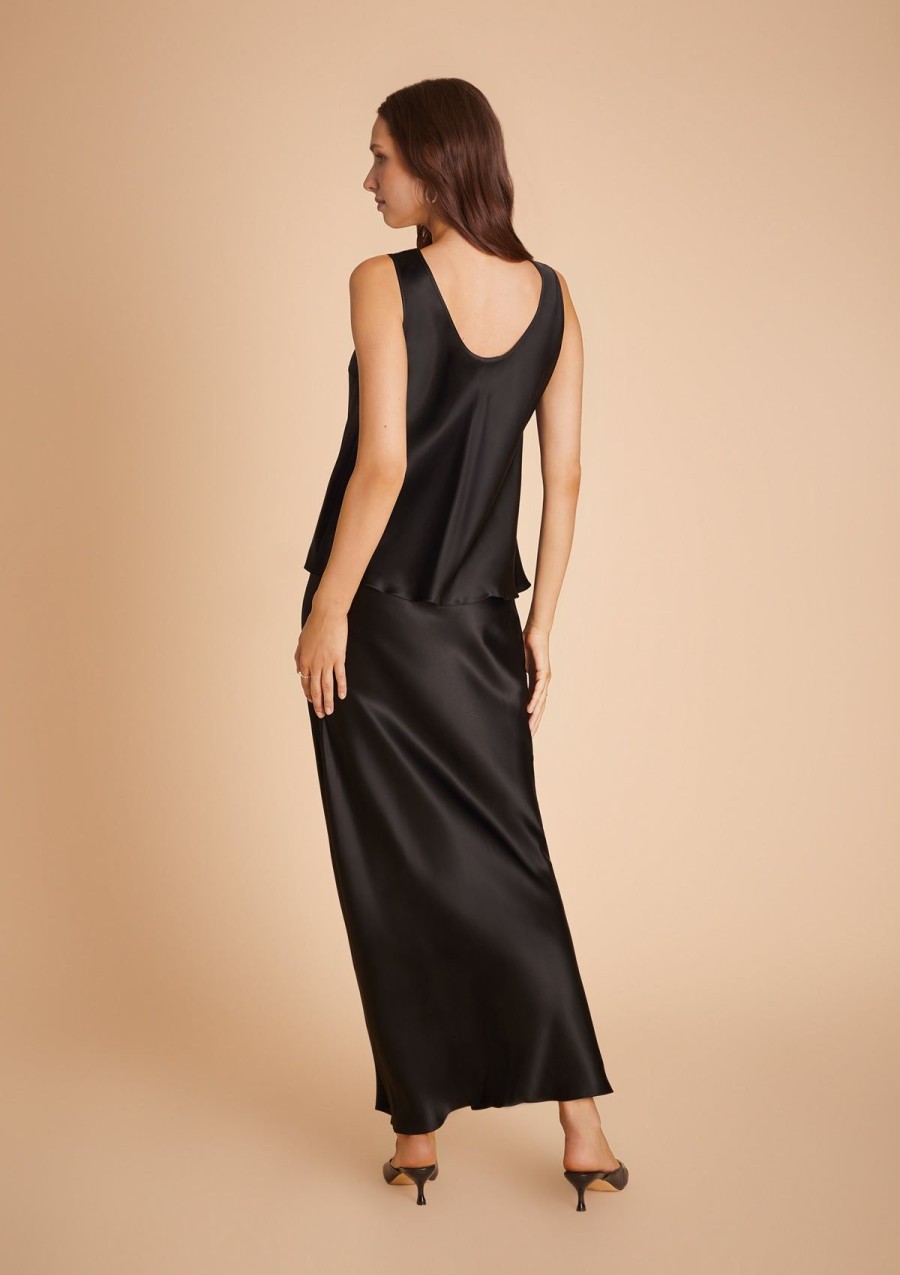 Women Gilda & Pearl Co-Ords | Aria Silk Maxi Skirt Black