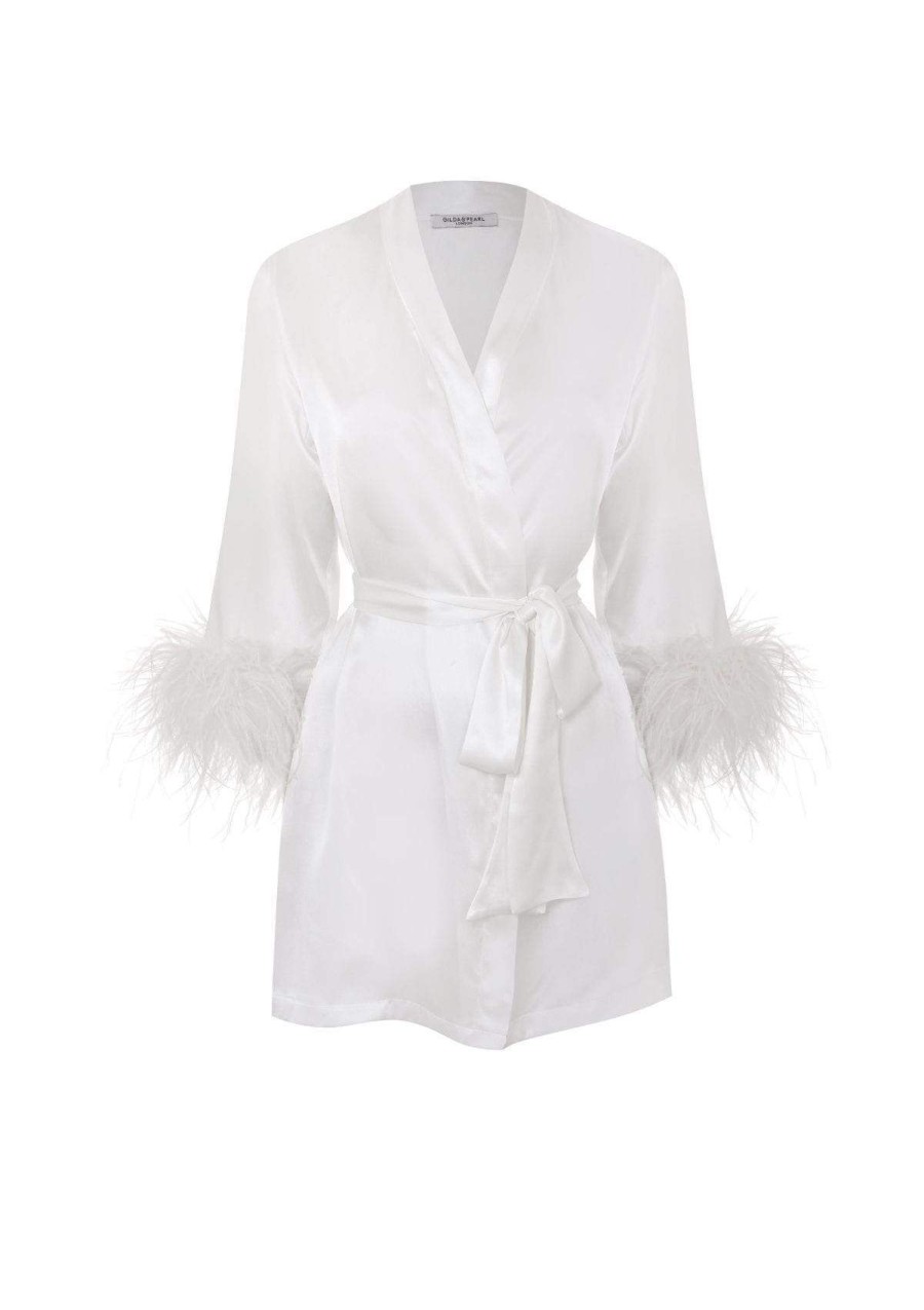 Women Gilda & Pearl Robes | Mia Feather Trim Robe Ivory