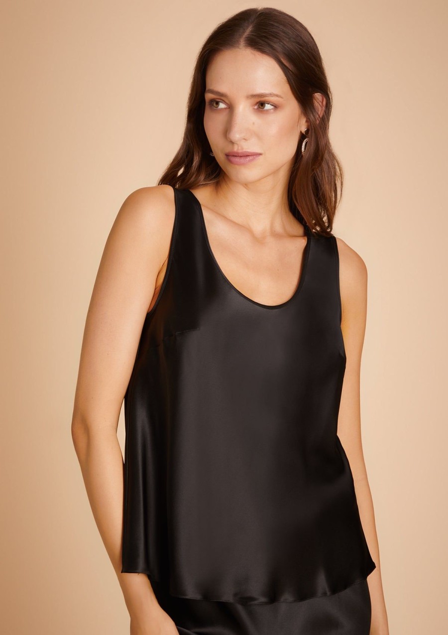 Women Gilda & Pearl Co-Ords | Aria Silk Camisole Black