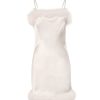 Women Gilda & Pearl Mini Dresses | Coco Ivory Silk And Feather Slip Dress Pearl