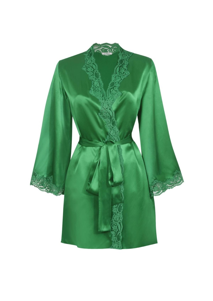 Women Gilda & Pearl Robes | Emeralds In My Boudoir Silk Robe Jewel Green