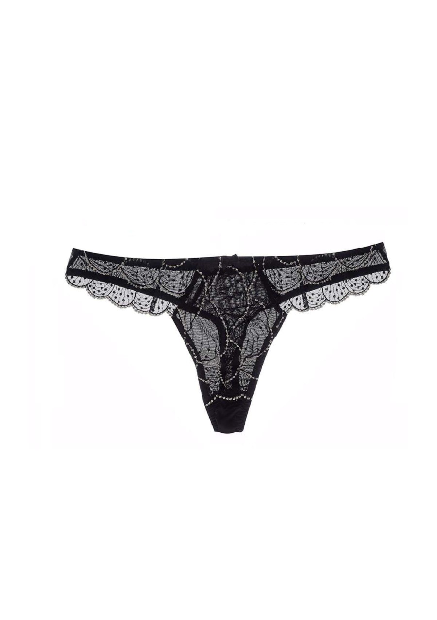 Women Gilda & Pearl Thongs | L'Age D'Or Thong Onyx/Gold