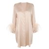 Women Gilda & Pearl Mini Dresses | Camille Silk And Feather Shirt Dress Oyster