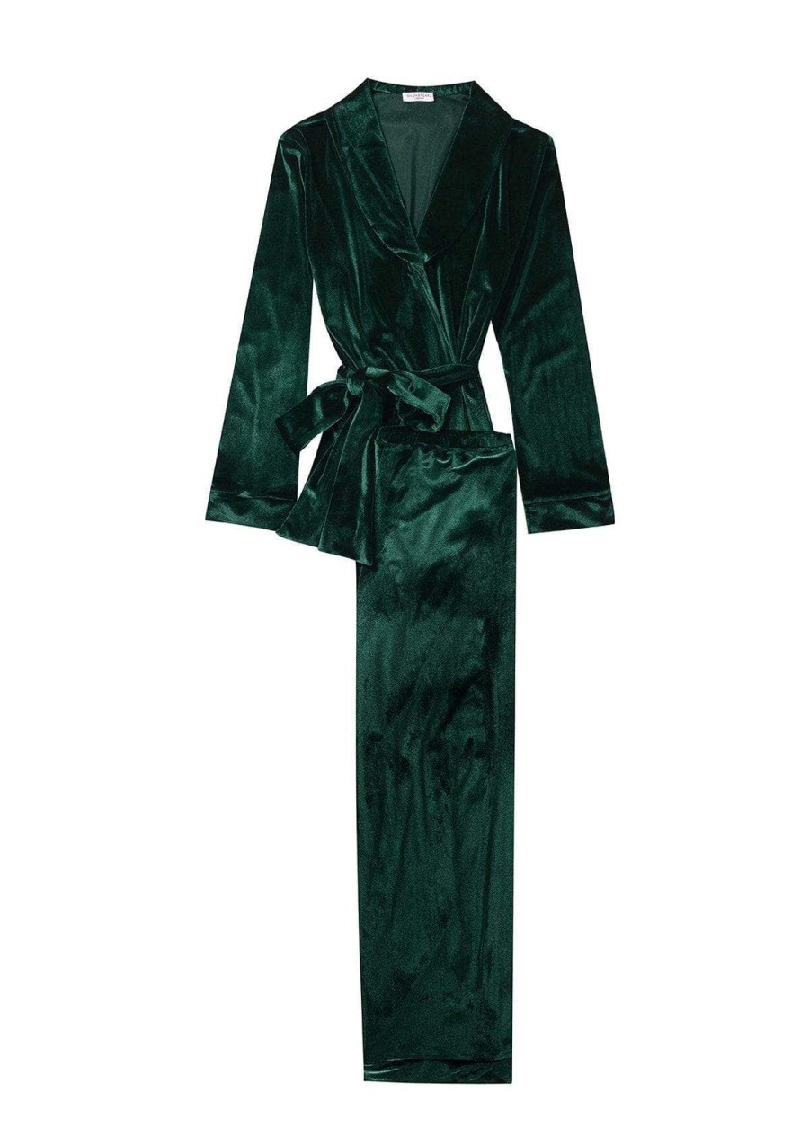 Women Gilda & Pearl Co-Ords | Saratoga Velvet Pyjama Emerald