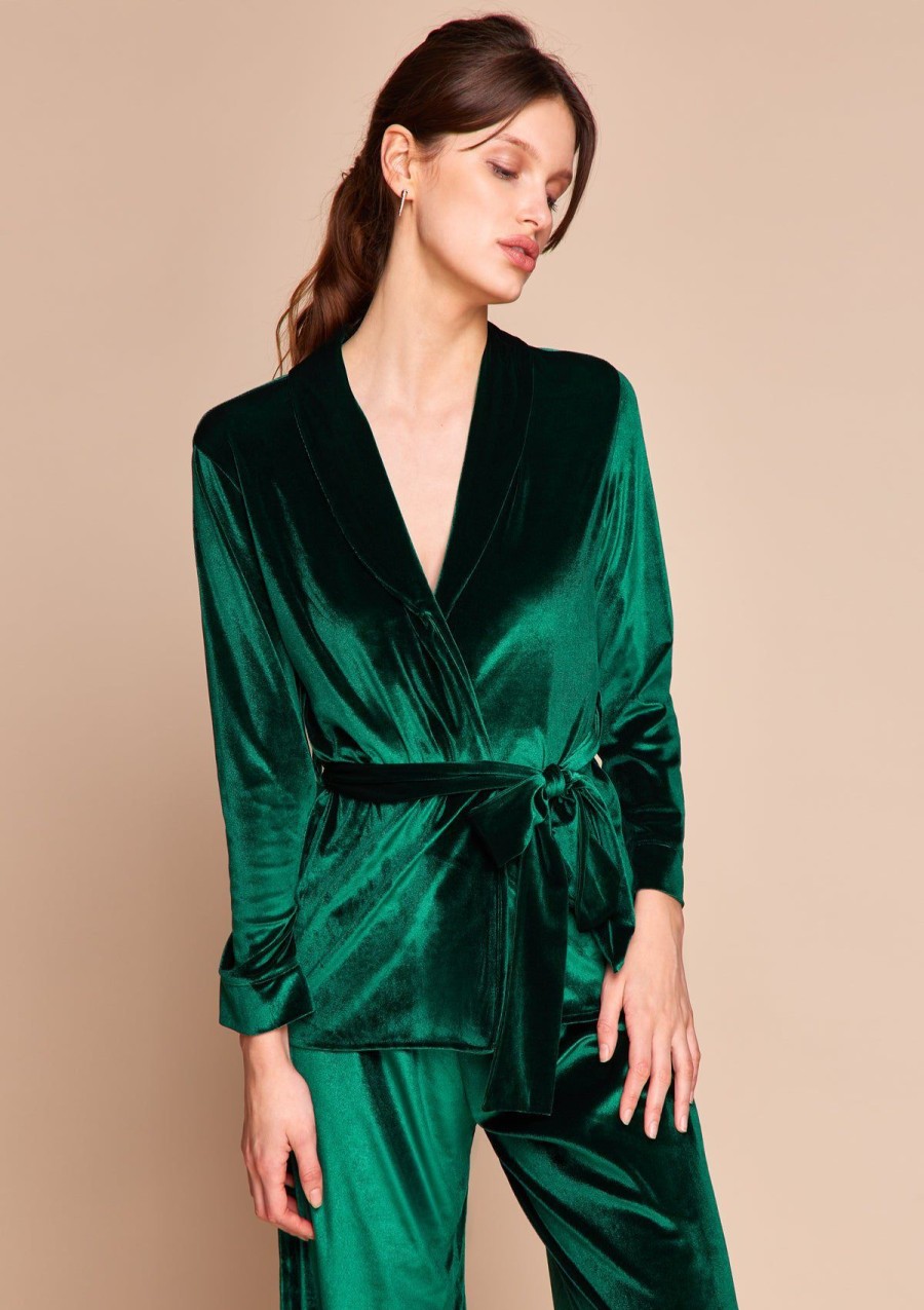 Women Gilda & Pearl Co-Ords | Saratoga Velvet Pyjama Emerald