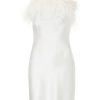 Women Gilda & Pearl Mini Dresses | Camille Feather Trim Silk Slip Dress Ivory