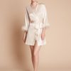 Women Gilda & Pearl Robes | Celeste Silk And Feather Short Robe Pearl