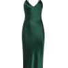 Women Gilda & Pearl Midi Dresses | Sophia Midi Silk Slip Dress In Green Emerald