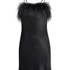 Women Gilda & Pearl Mini Dresses | Camille Feather Trim Silk Slip Dress Black