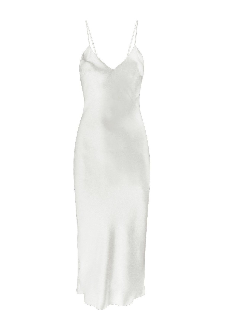 Women Gilda & Pearl Slips | Sophia Midi Silk Slip Dress In White Ivory