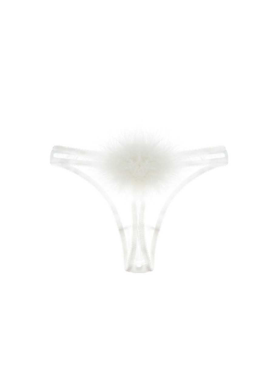 Women Gilda & Pearl Thongs | Diana Silk And Marabou Feather Pom Pom Thong Ivory