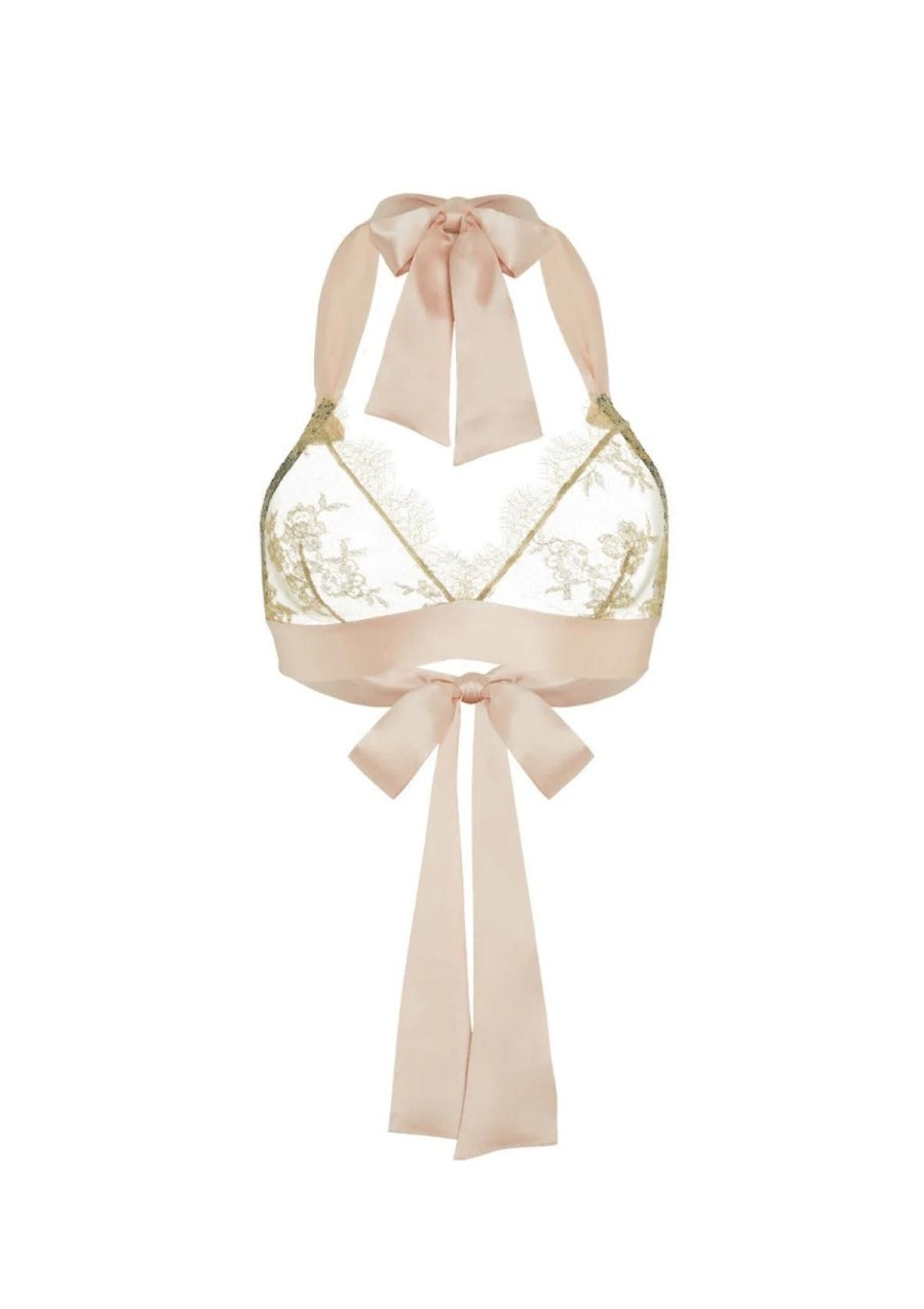 Women Gilda & Pearl Non-Wired & Boudoir Bras | Harlow Gold Lace Boudoir Bra Blush/Gold