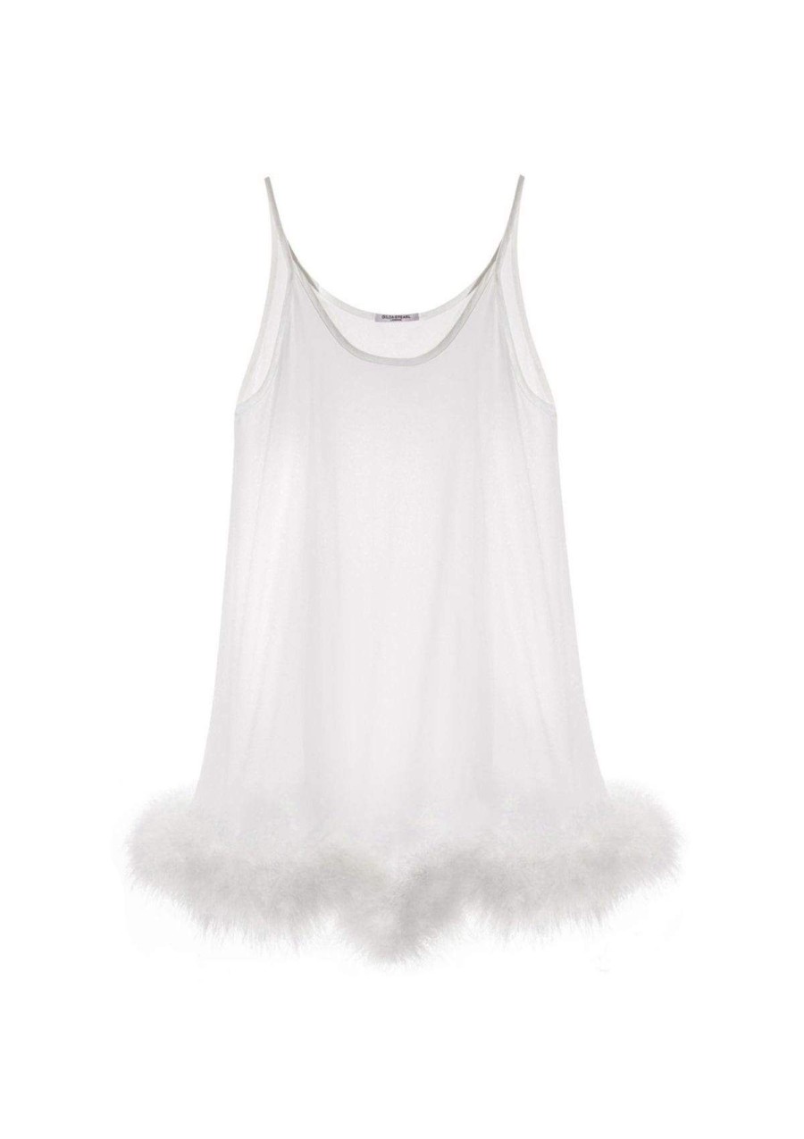 Women Gilda & Pearl Mini Dresses | Diana Silk And Marabou Feather Babydoll Ivory