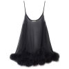 Women Gilda & Pearl Mini Dresses | Diana Silk And Marabou Feather Babydoll Black